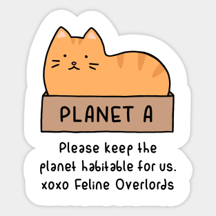 Orange Cat - Habitable Planet (White) Sticker